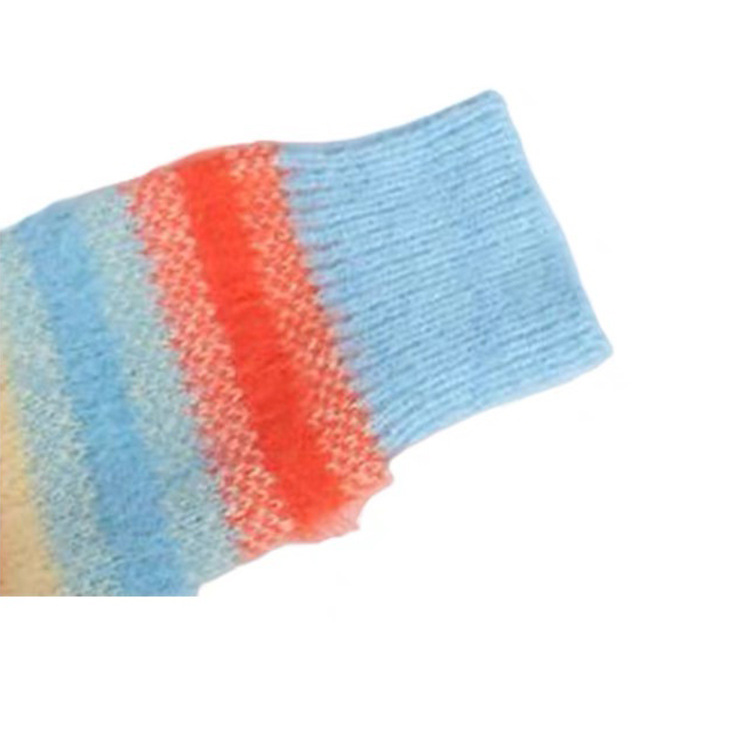 OEM de fábrica personalizado Primavera Otoño Casual señoras Mohair Rainbow tejido suéter abrigo Tops Cardigan para mujeres