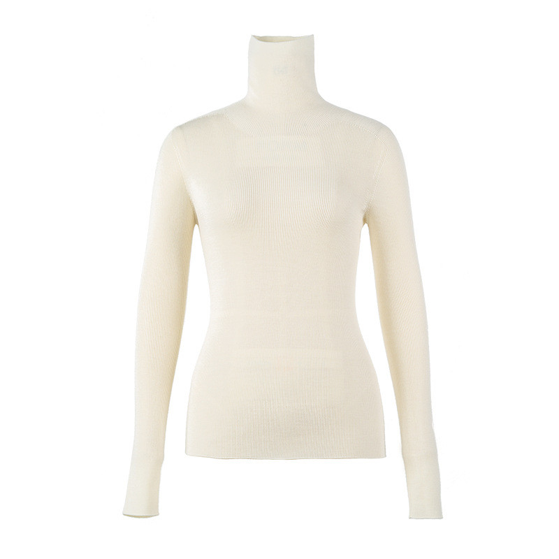 Nuevo suéter hecho punto 100% cuello alto de lana delgado del otoño invierno de encargo del OEM para las mujeres