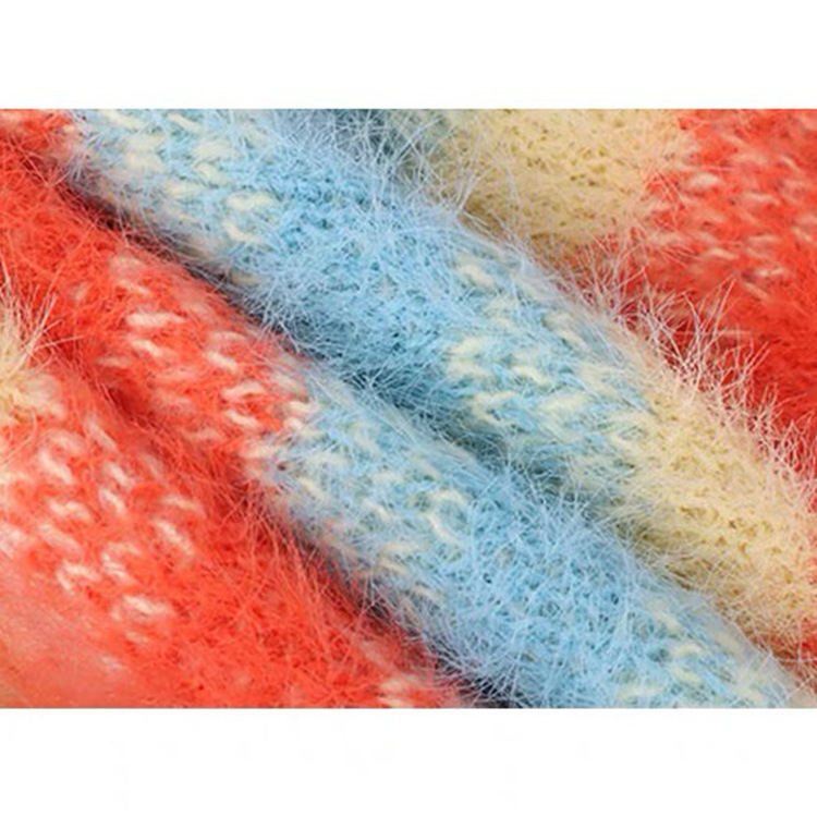 OEM de fábrica personalizado Primavera Otoño Casual señoras Mohair Rainbow tejido suéter abrigo Tops Cardigan para mujeres