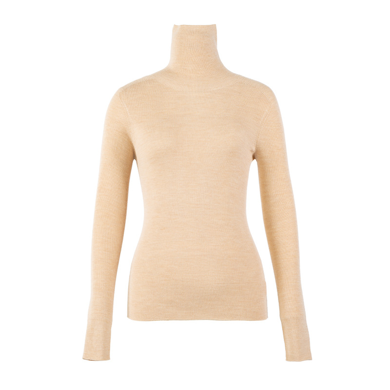 Nuevo suéter hecho punto 100% cuello alto de lana delgado del otoño invierno de encargo del OEM para las mujeres