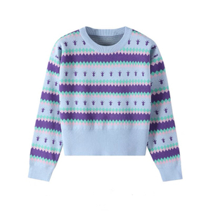 Nuevo diseñador personalizado OEM Moda Otoño Invierno Suéter tejido a rayas Jacquard para mujer