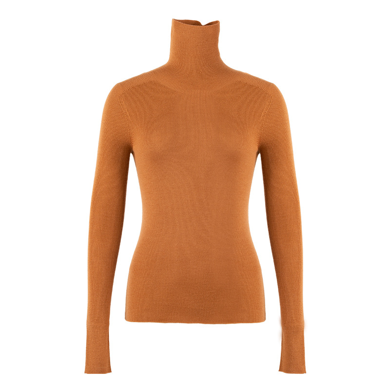 Nuevo suéter hecho punto 100% cuello alto de lana delgado del otoño invierno de encargo del OEM para las mujeres