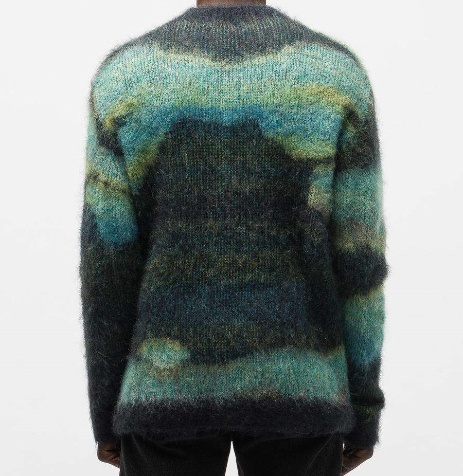 Logotipo personalizado OEM y ODM Mohair Jacquard Jersey de punto con cuello redondo, suéter hecho punto invierno para hombres