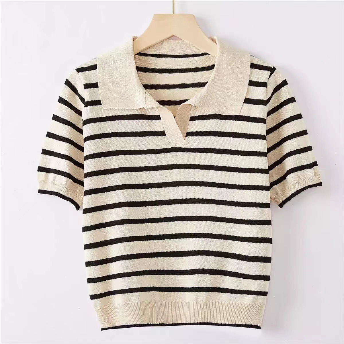 Diseñador de verano personalizado de fábrica OEM, prendas de punto a rayas para mujer, camisetas tejidas, suéter, cárdigan para mujer