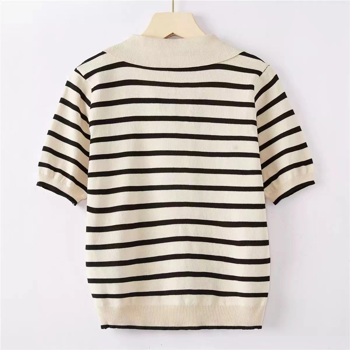 Diseñador de verano personalizado de fábrica OEM, prendas de punto a rayas para mujer, camisetas tejidas, suéter, cárdigan para mujer
