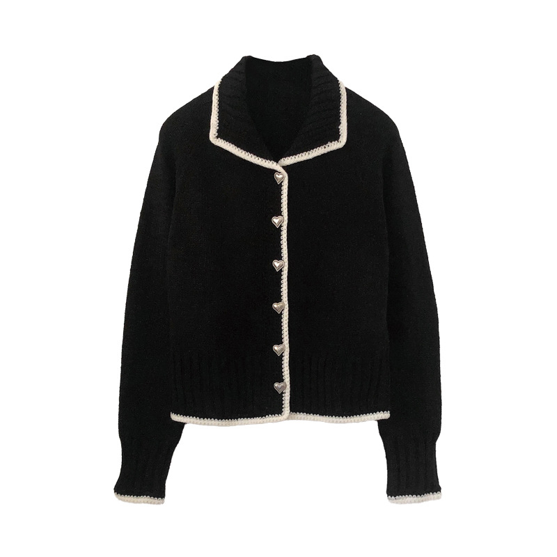 OEM fábrica personalizada Otoño Invierno señoras géneros de punto cuello Polo suéter de punto chaqueta abrigo Cardigan para mujeres