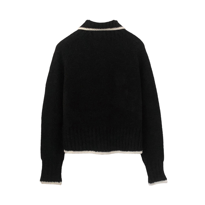 OEM fábrica personalizada Otoño Invierno señoras géneros de punto cuello Polo suéter de punto chaqueta abrigo Cardigan para mujeres