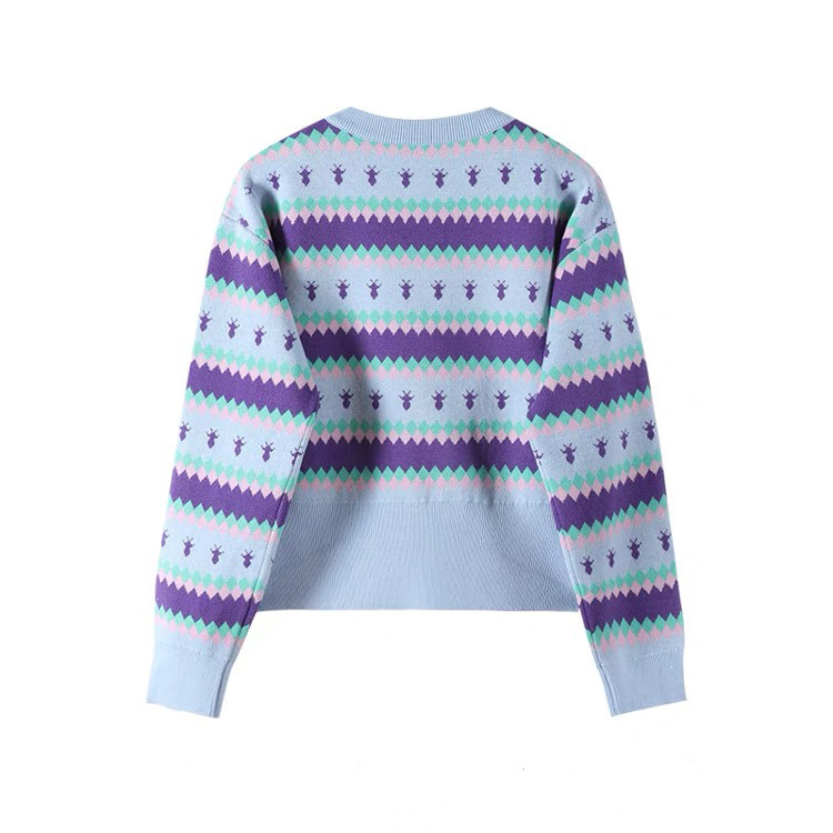 Nuevo diseñador personalizado OEM Moda Otoño Invierno Suéter tejido a rayas Jacquard para mujer