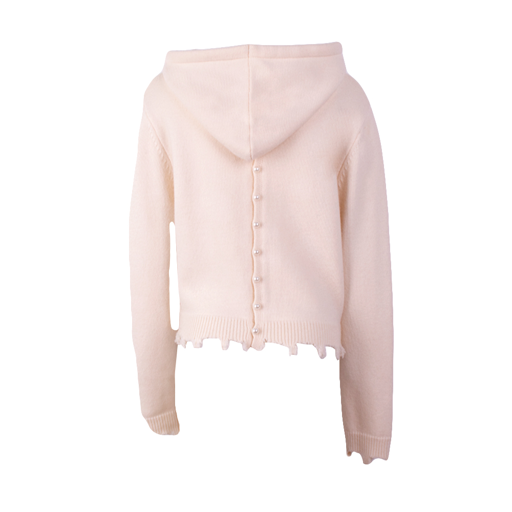 Suéter de punto de lana de manga larga personalizado con capucha de moda de fábrica OEM de otoño e invierno para mujer