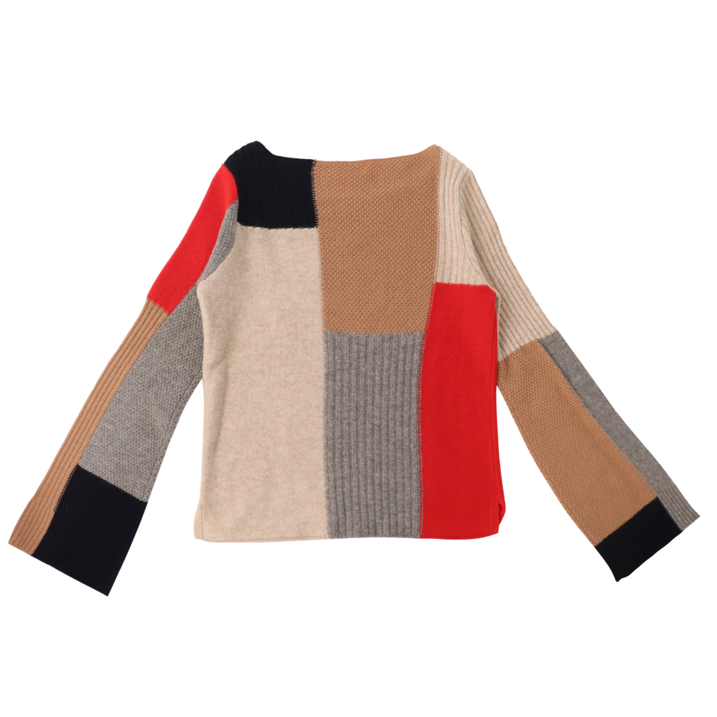 Suéter del punto del jersey de las mujeres de las lanas de los colores que contrastan de la manga larga de encargo de la fábrica del OEM del otoño invierno