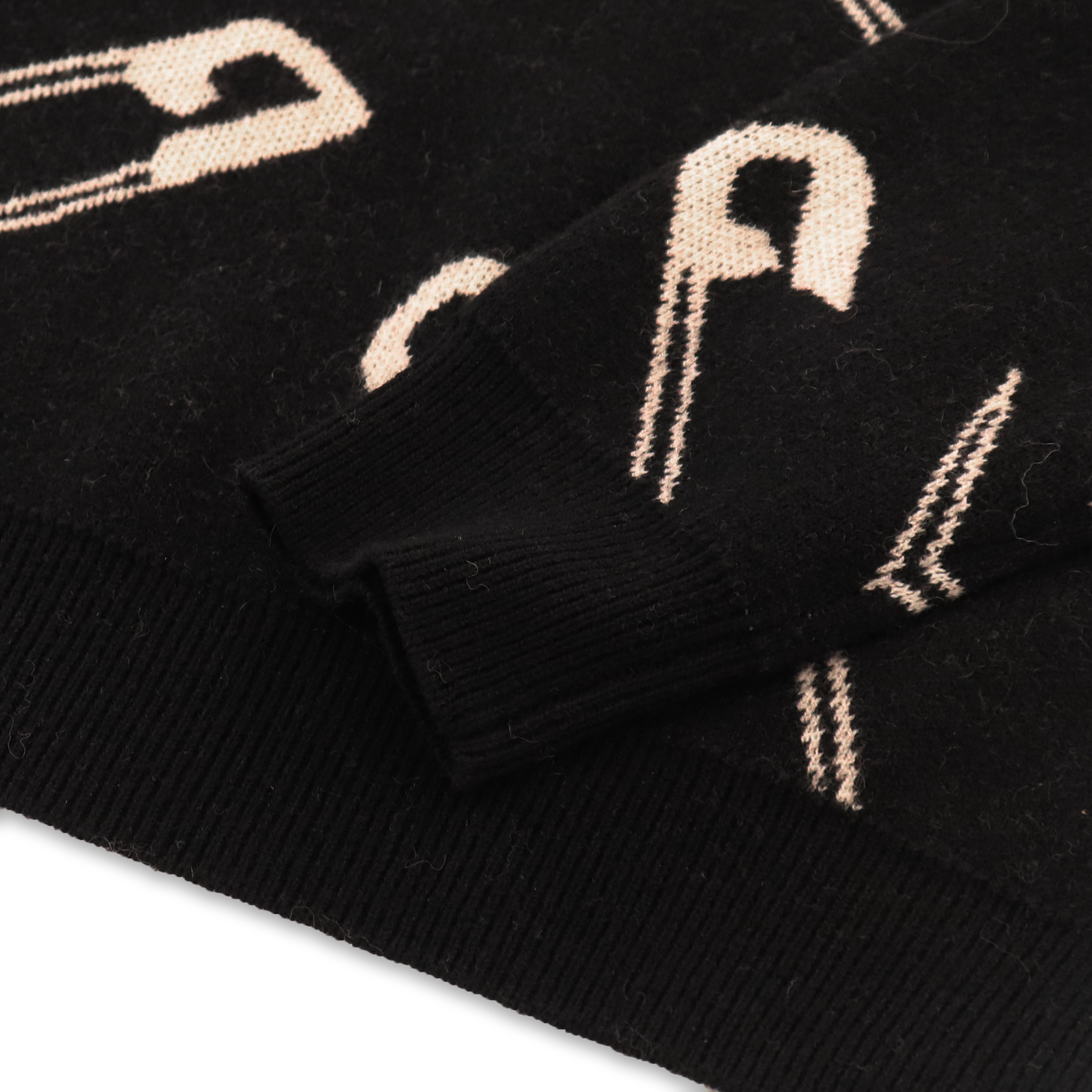 Suéter de punto de manga larga con estampado negro personalizado OEM de otoño invierno para mujer