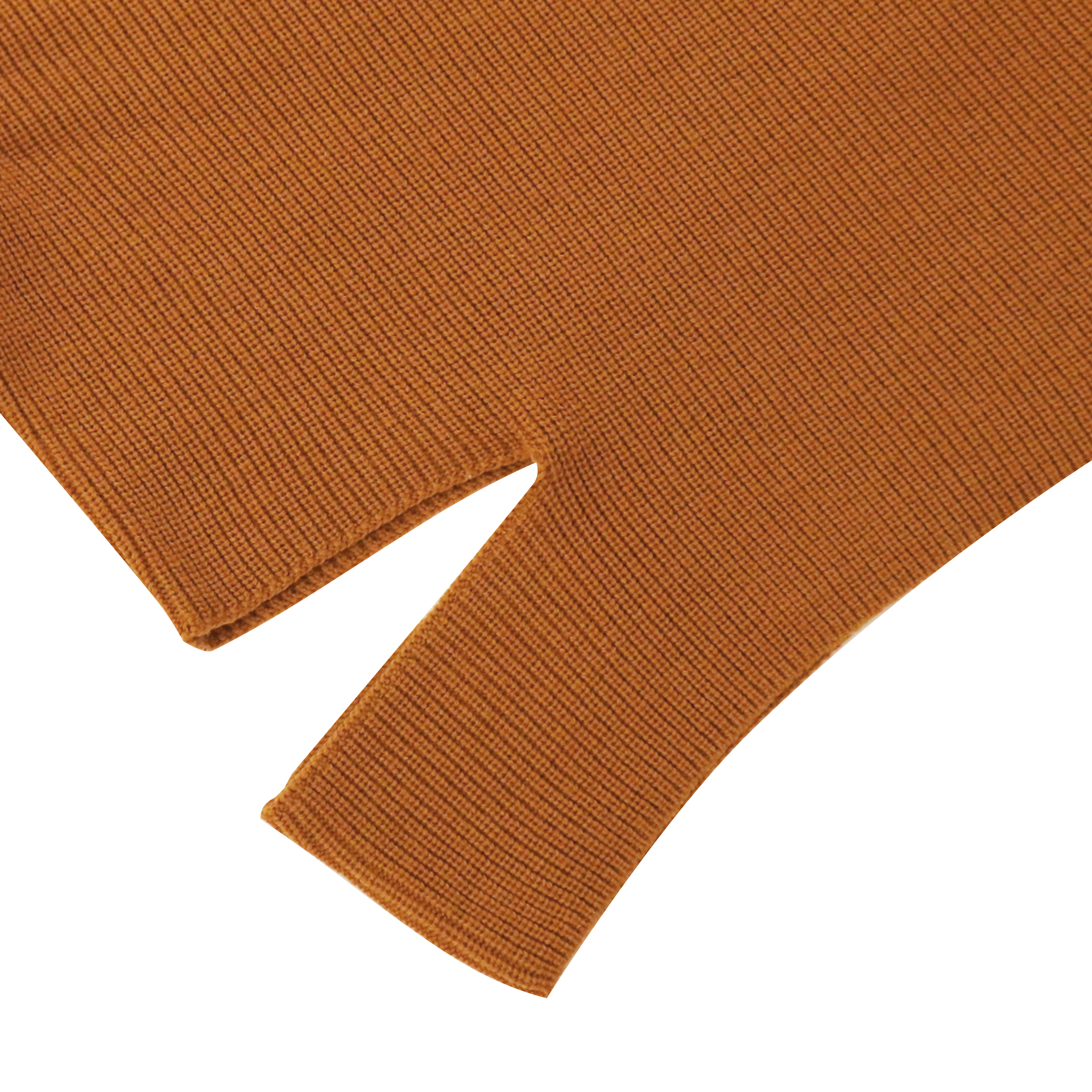 Otoño Invierno OEM fabricante personalizado manga larga cuello redondo caqui irregular mujeres suéter de punto