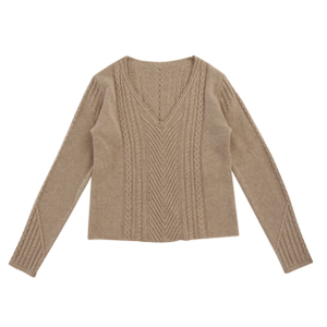 Suéter gris de encargo del punto del jersey de las mujeres de la manga larga de la fábrica del OEM del otoño invierno