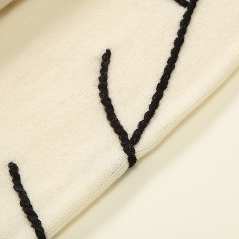 Las mujeres mezcladas ganchillo de encargo del jersey de la impresión de la cachemira del cuello de O hicieron punto Weater