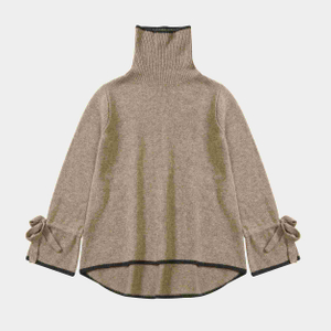 Suéter de punto mezclado de cachemira de las mujeres del cuello de la tortuga de la manga larga de encargo de la fábrica del OEM del otoño invierno