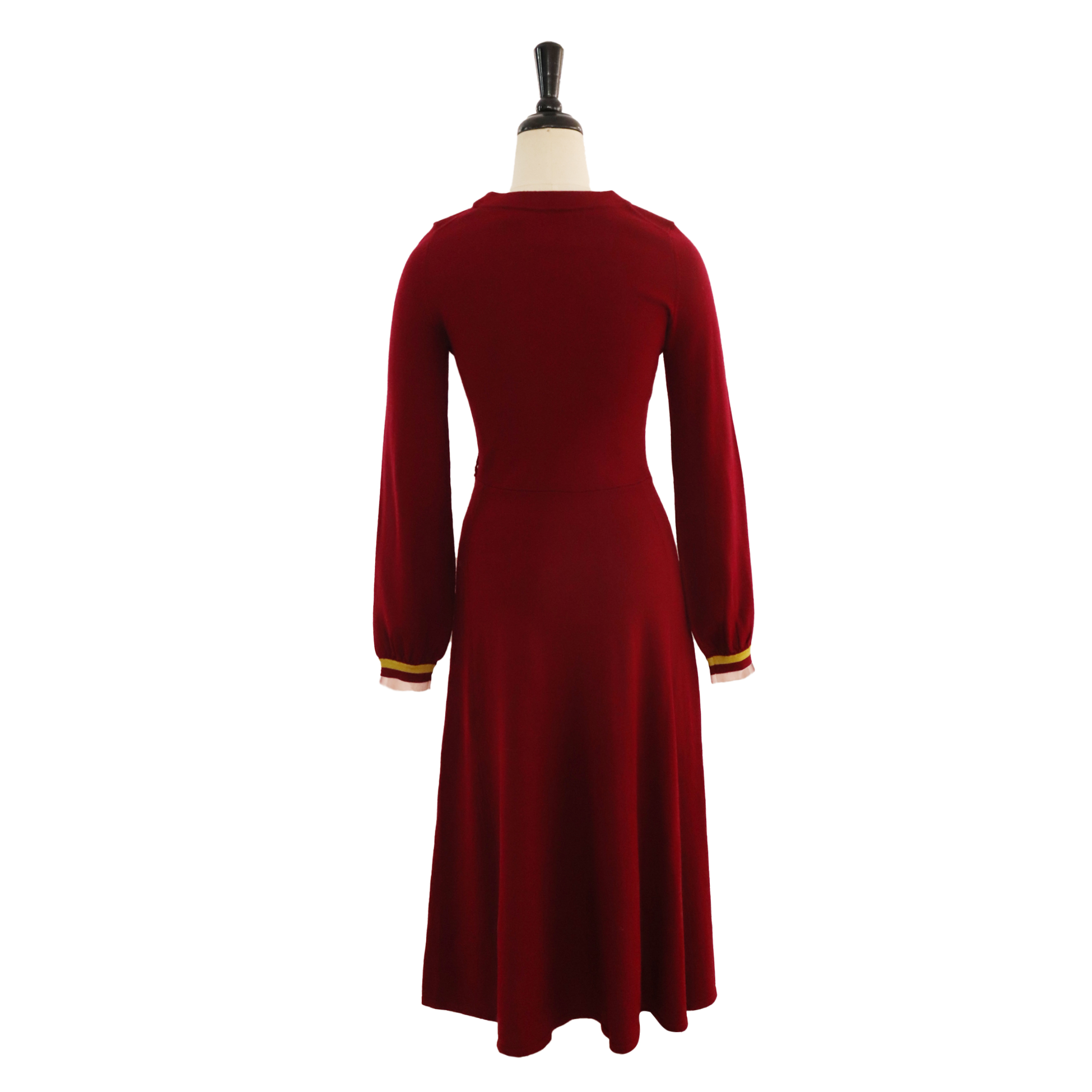 Vestido de suéter de punto plisado rojo de manga larga personalizado de fábrica OEM de invierno para mujer