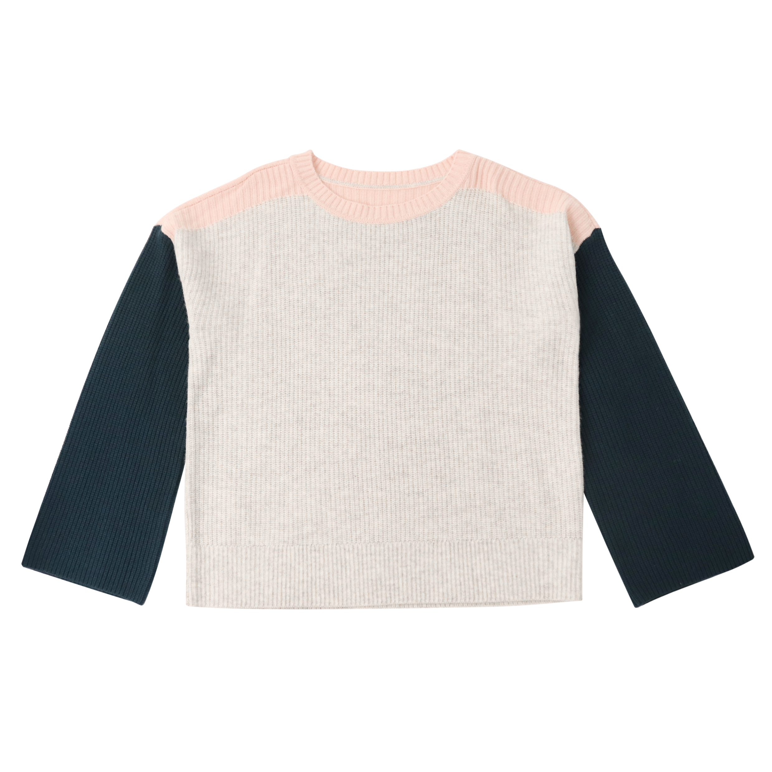 Suéter de punto de jersey de mujer de cachemira de color de contraste de manga larga personalizado de fábrica OEM de otoño e invierno
