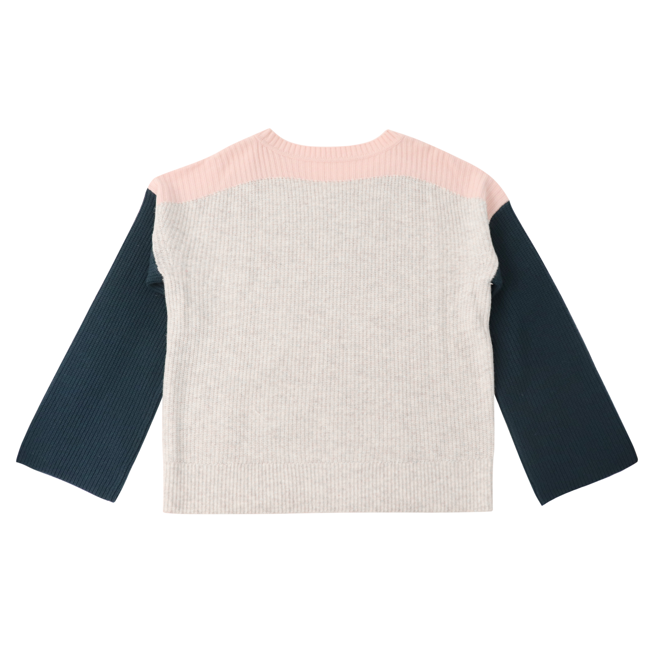 Suéter de punto de jersey de mujer de cachemira de color de contraste de manga larga personalizado de fábrica OEM de otoño e invierno
