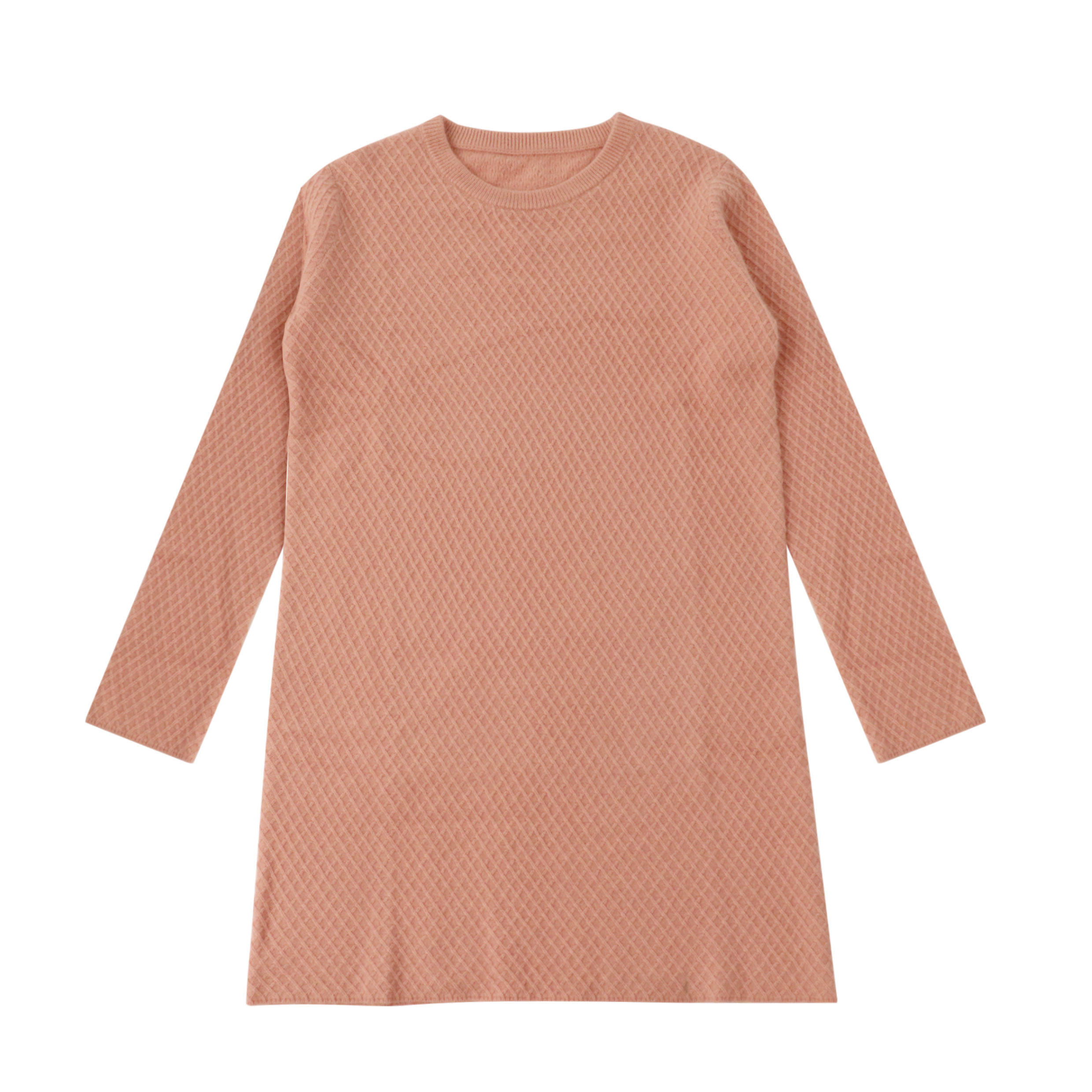 Vestido de suéter de punto suelto rosa de manga larga personalizado de fábrica OEM de Otoño Invierno para mujer
