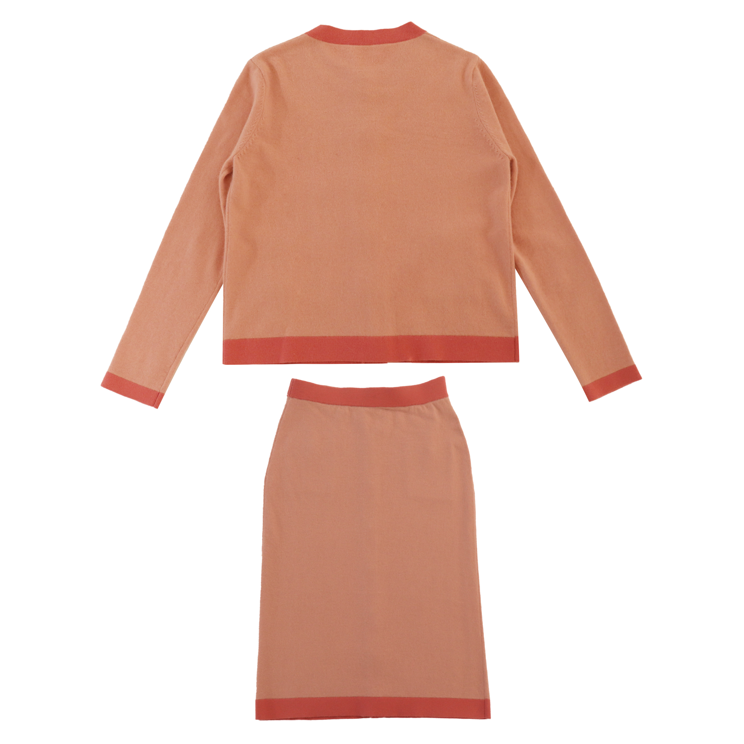 Conjunto de punto de mujer de dos piezas con falda superior de cárdigan de manga larga de invierno personalizado OEM