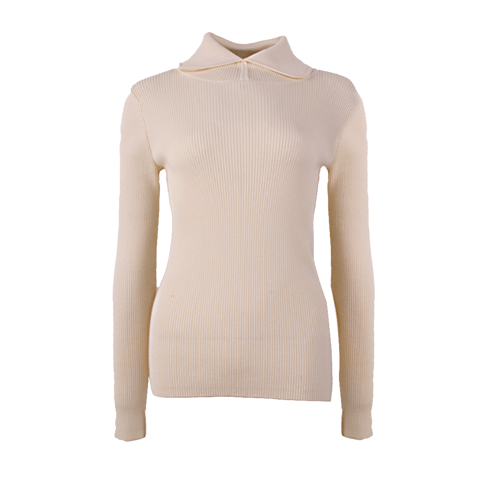 OEM Custom Women Outumn Winter Beige Sweater de manga larga de manga larga