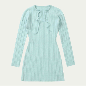 Vestido largo personalizado de los géneros de punto del modelo del cable del suéter del punto del jersey de las mujeres de la manga de la fábrica del OEM del otoño invierno