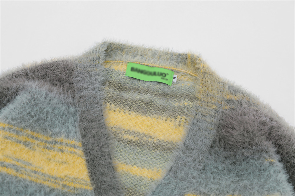 Suéter rayado de la rebeca de la capa del punto suave de encargo de los géneros de punto del mohair del otoño invierno del OEM 