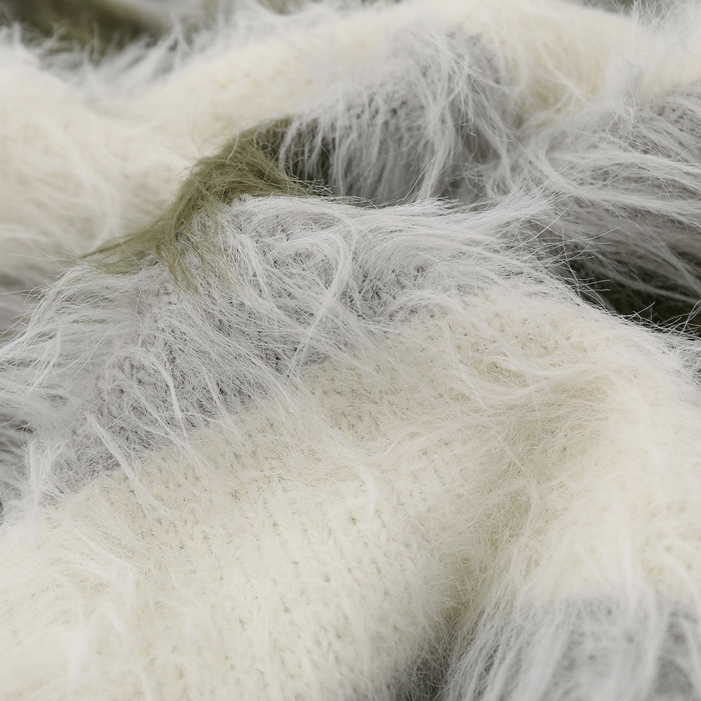 Suéter rayado de la rebeca del mohair del otoño invierno largo del punto de la manga de los géneros de punto borrosos del mohair de encargo de los hombres