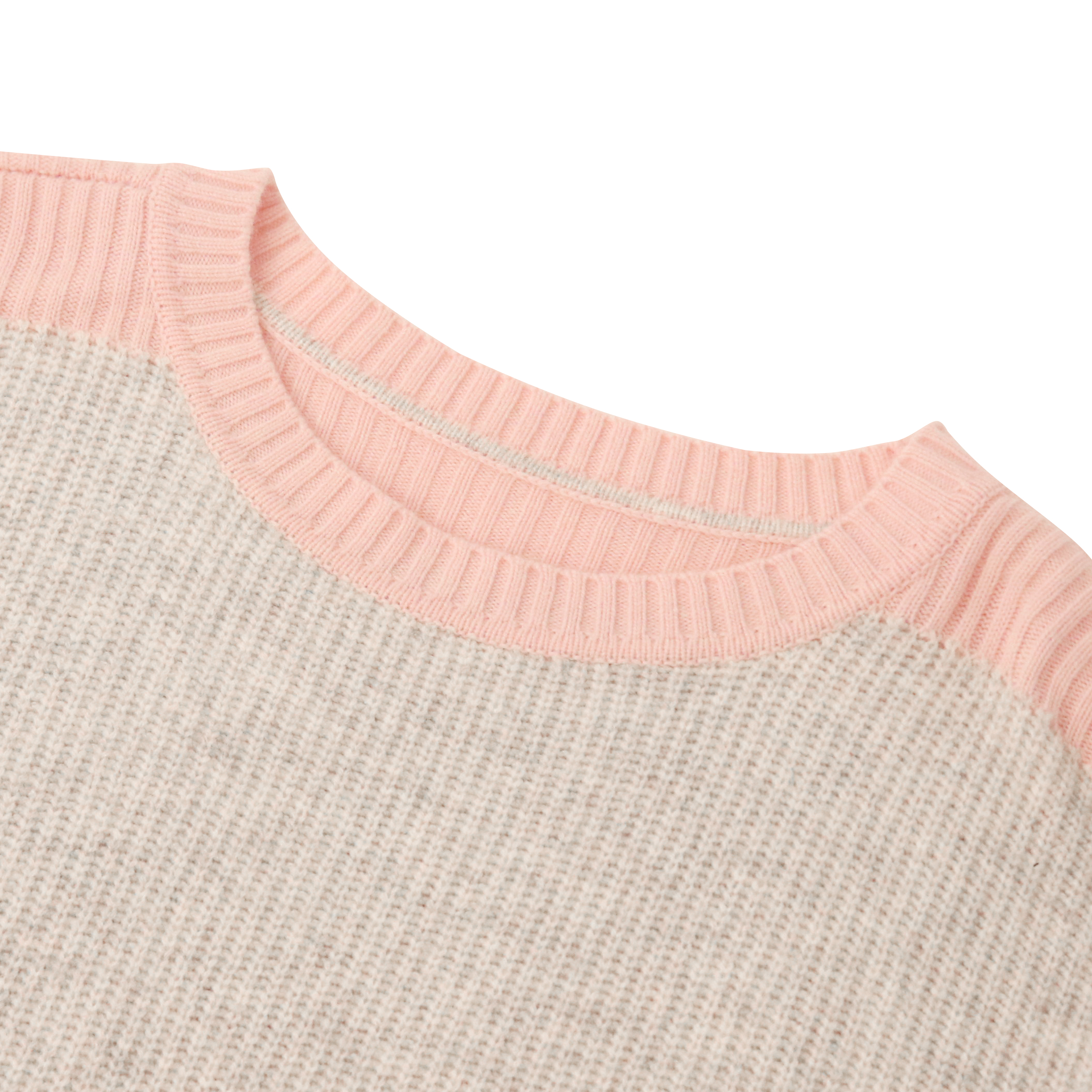 Suéter de punto de jersey de mujer de cachemira de color de contraste de manga larga personalizado de fábrica OEM de otoño e invierno