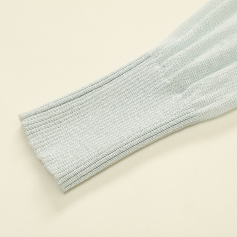 Tencel Lino Mezclado OEM Fábrica Personalizada Manga Larga Beige Mujer Señoras Corto Delgado Suéter Rebeca