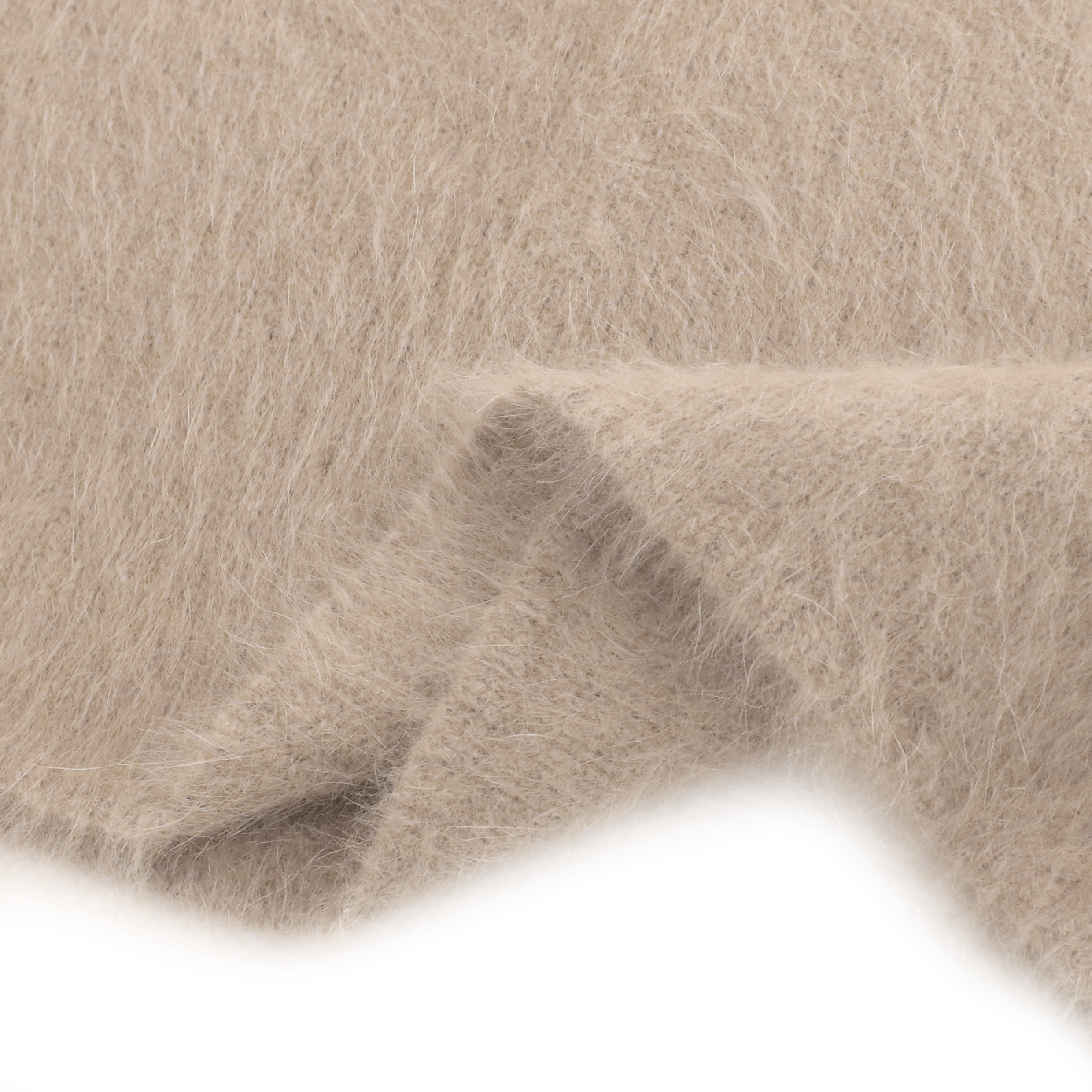 Suéter de punto beige con cuello de pico de lana de manga larga personalizado de fábrica OEM de Otoño Invierno para mujer