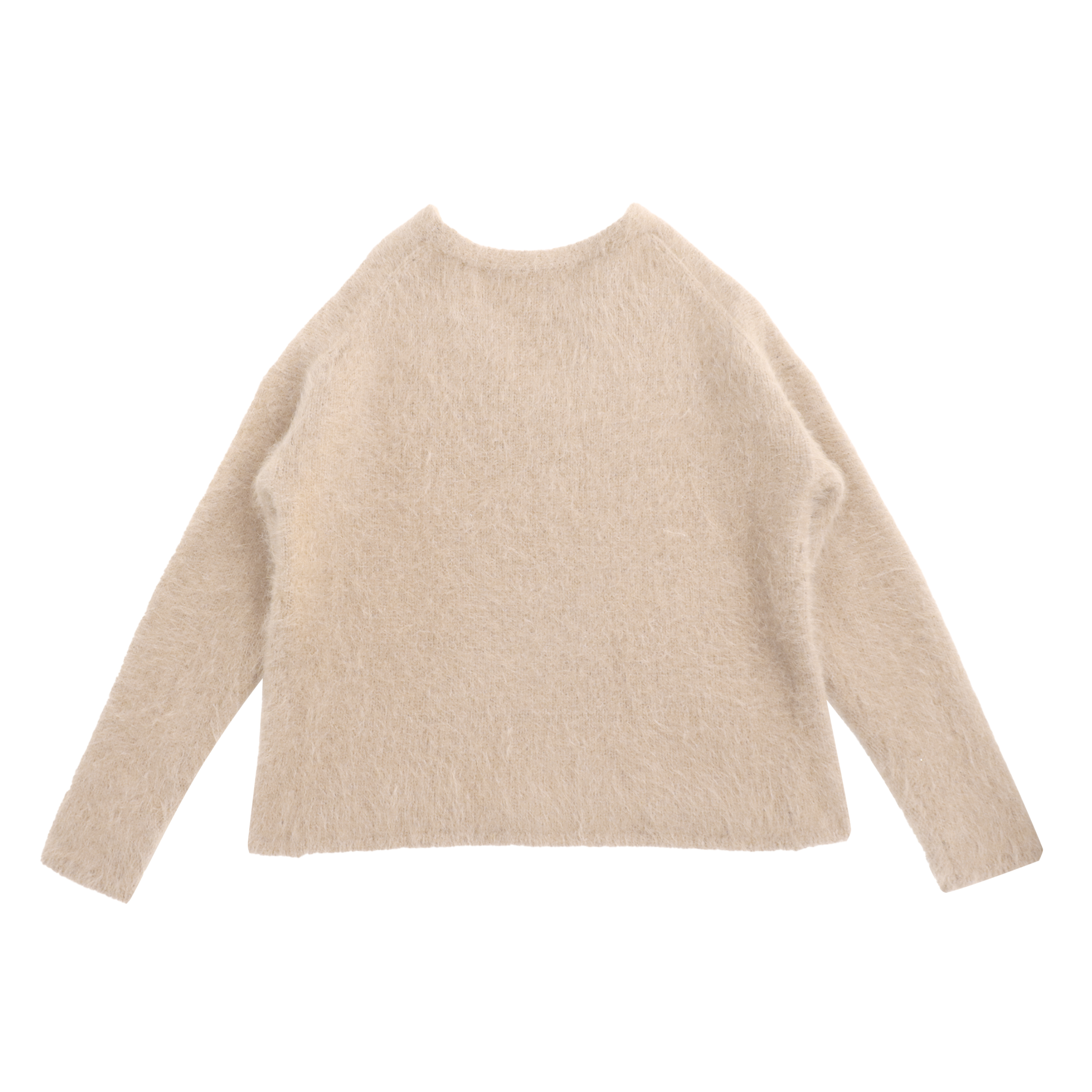 Suéter de punto beige con cuello de pico de lana de manga larga personalizado de fábrica OEM de Otoño Invierno para mujer