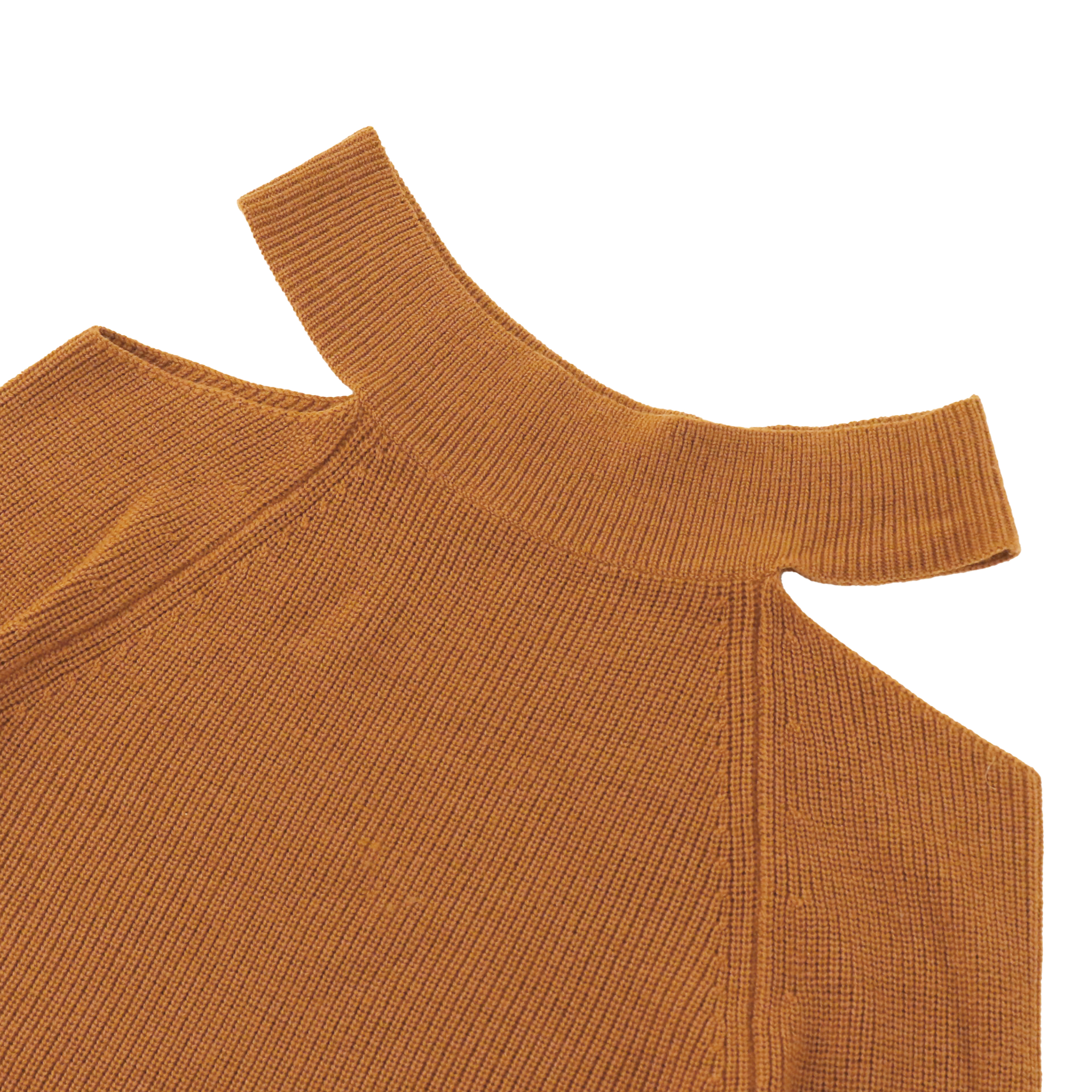 Otoño Invierno OEM fabricante personalizado manga larga cuello redondo caqui irregular mujeres suéter de punto