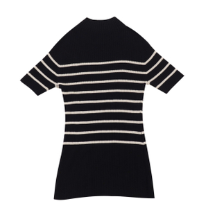 Vestido de suéter de punto con rayas de manga corta personalizada de fábrica OEM de Otoño Invierno para mujer