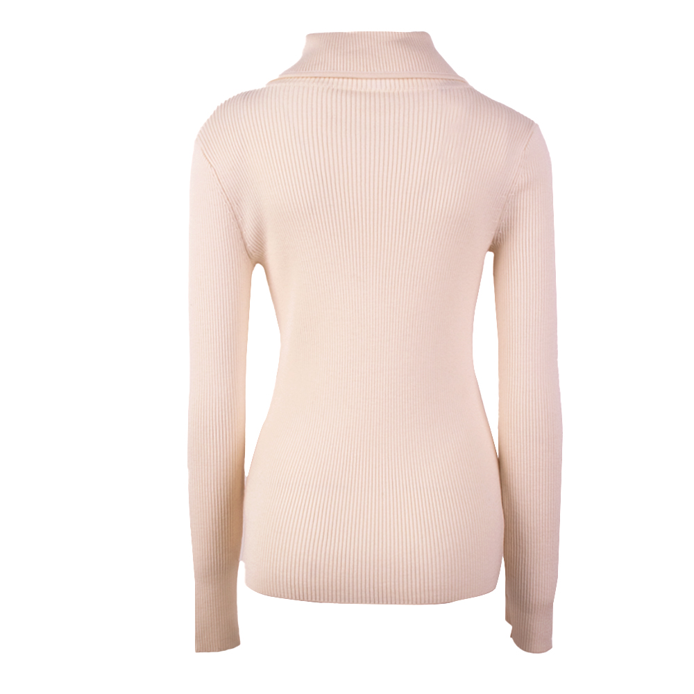 OEM Custom Women Outumn Winter Beige Sweater de manga larga de manga larga