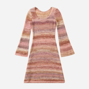Vestido largo para mujer del suéter del punto del jersey de la manga del tinte espacial del invierno de encargo del OEM