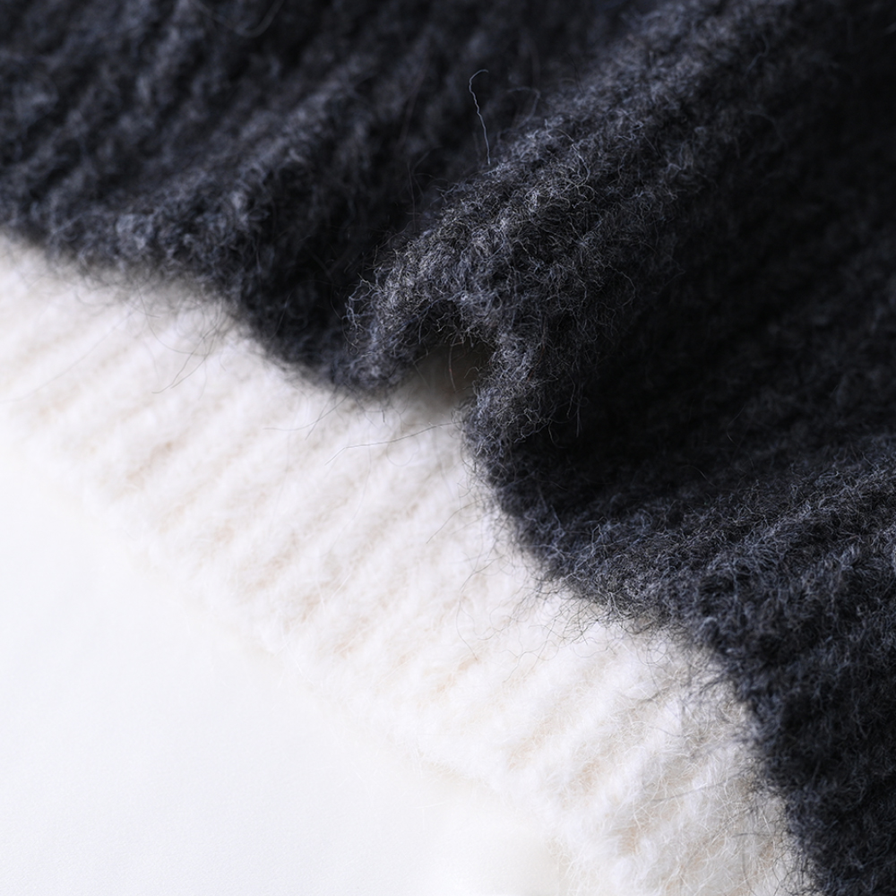 OEM Custom Fomen's Outumn Winter Manga larga Bloqueo de color de lámpara de tejido de punto