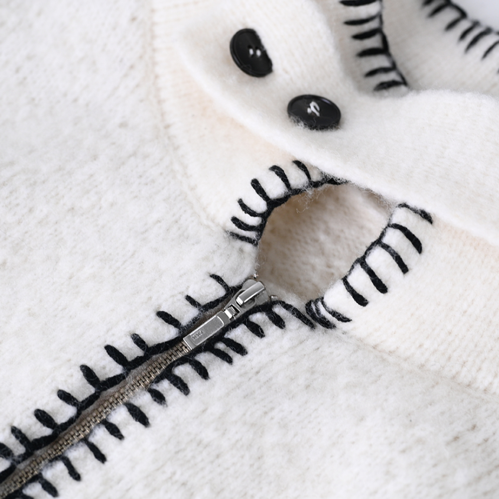 Fabricación OEM, prendas de punto de otoño personalizadas, tejido informal de cuello alto con cremallera, suéter para mujer, cárdigan superior para damas