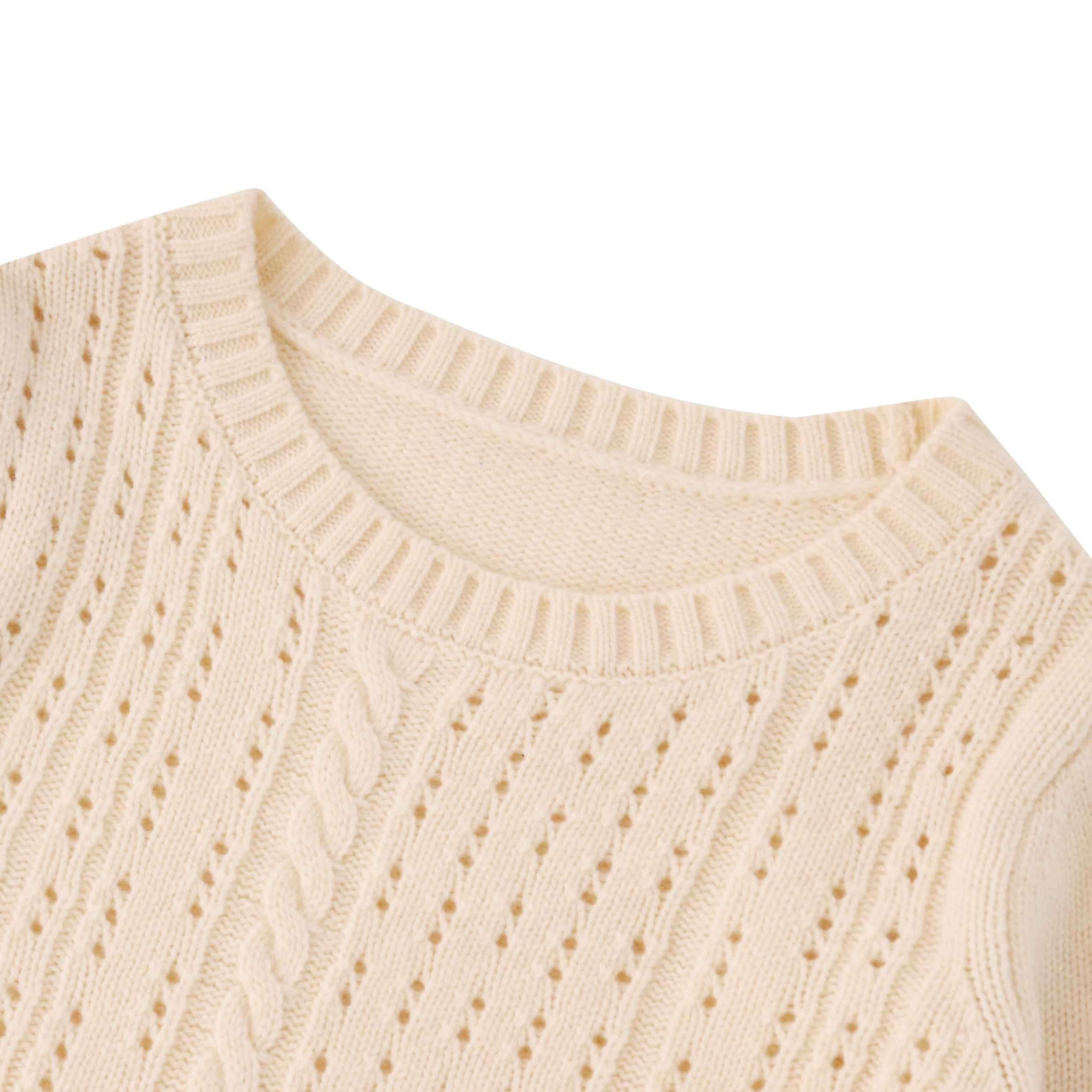 Suéter de punto de jersey de mujer de lana hueca de manga larga personalizada de fábrica OEM de Otoño Invierno