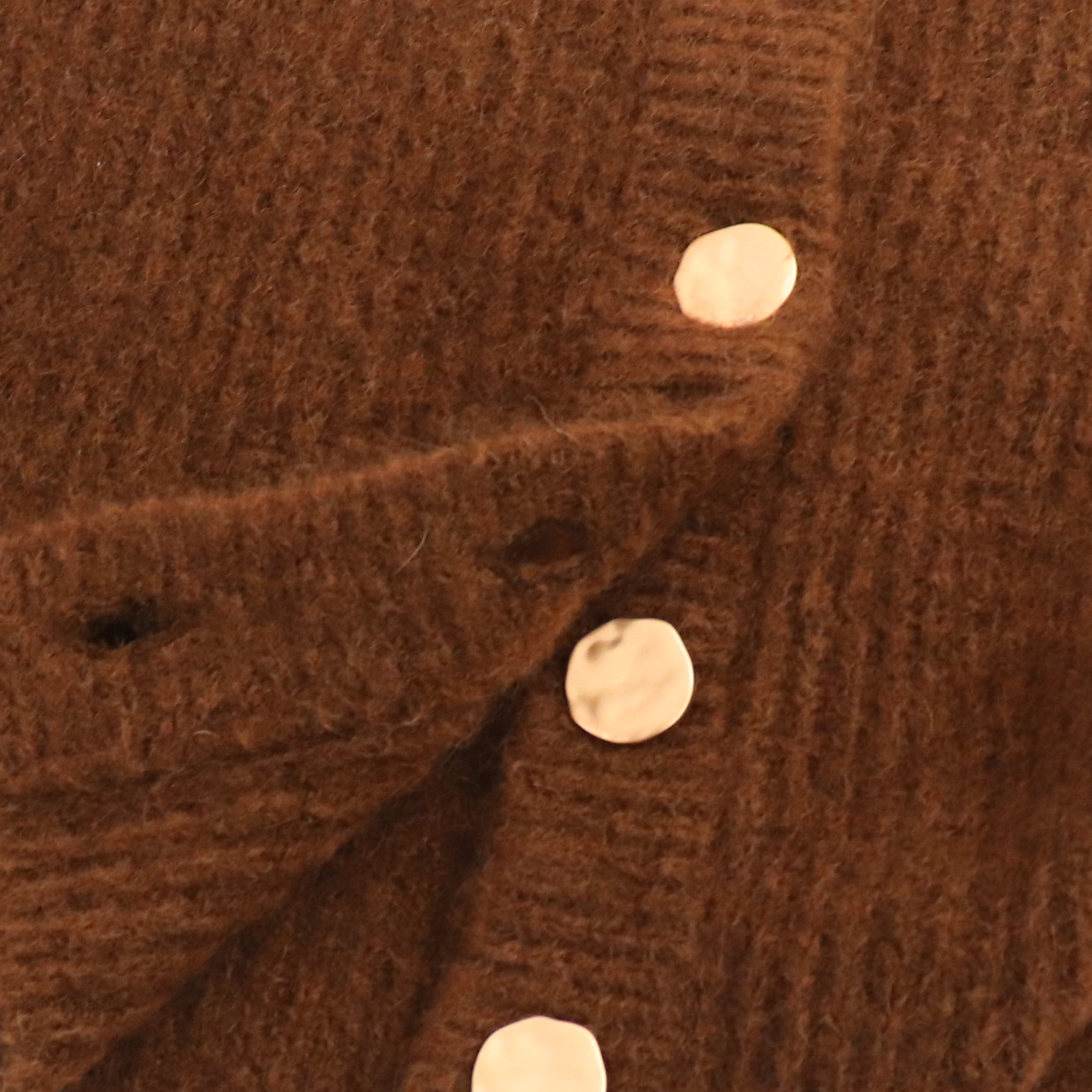 Otoño Invierno OEM personalizado sólido marrón manga larga lana mujer Top Knit Sweater Cardigan