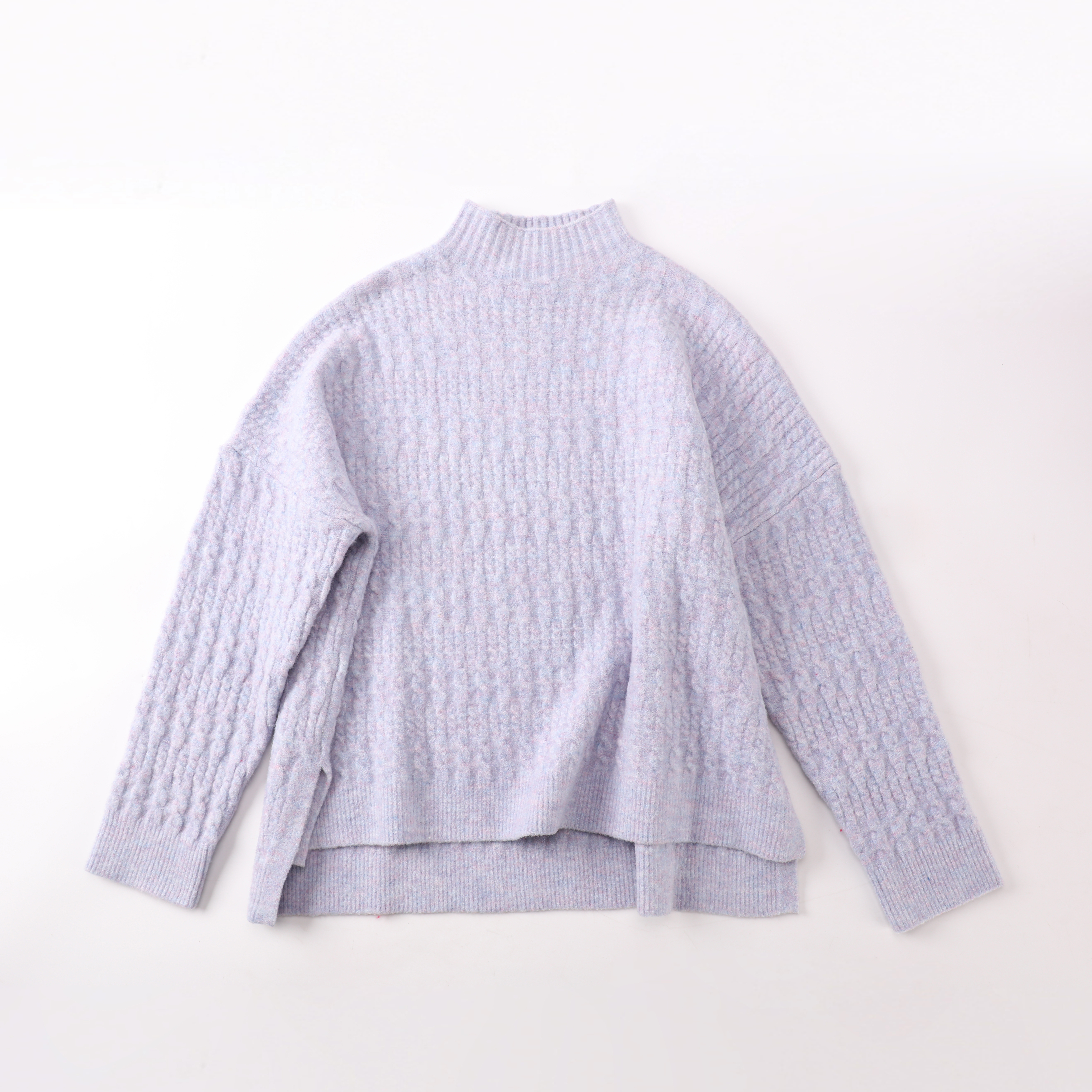 Suéter caliente del punto del jersey de las señoras de las mujeres de la manga larga púrpura clara de encargo del OEM del otoño invierno