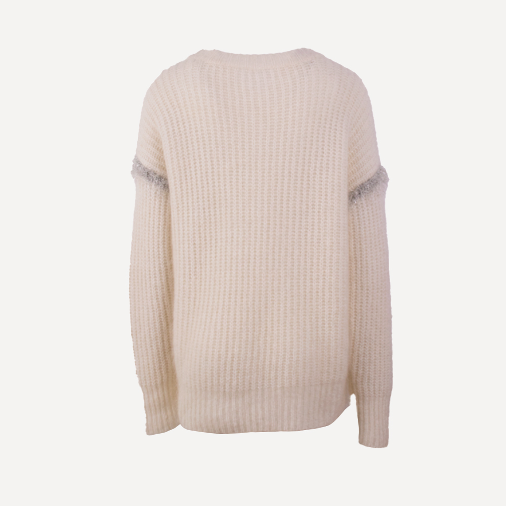 OEM Custom Fomen's Outumn Winter Knitwear suave manga larga suéter beige beige suéter