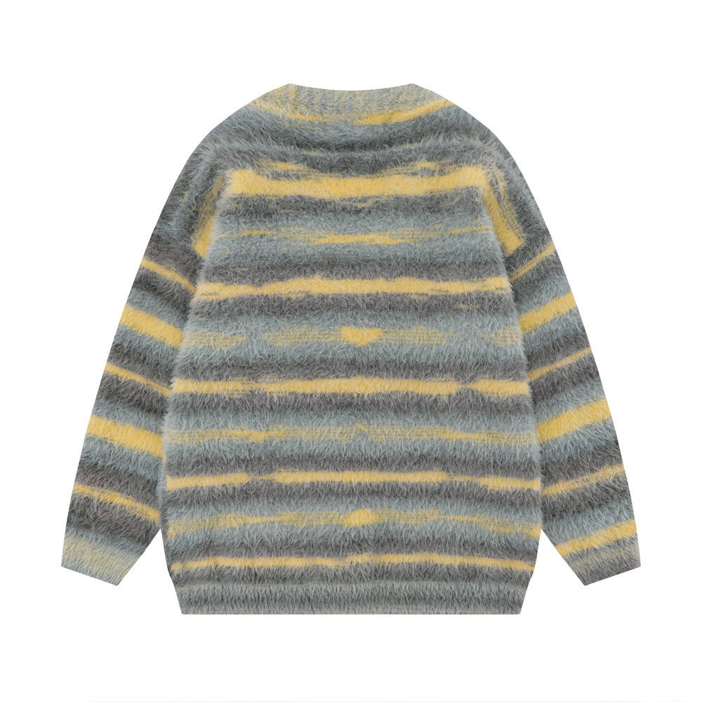 Suéter rayado de la rebeca de la capa del punto suave de encargo de los géneros de punto del mohair del otoño invierno del OEM 