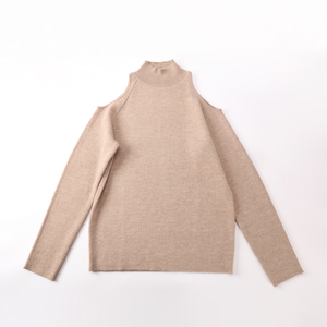 Suéter de punto de cuello alto de manga larga personalizado de fábrica OEM de Otoño Invierno para mujer