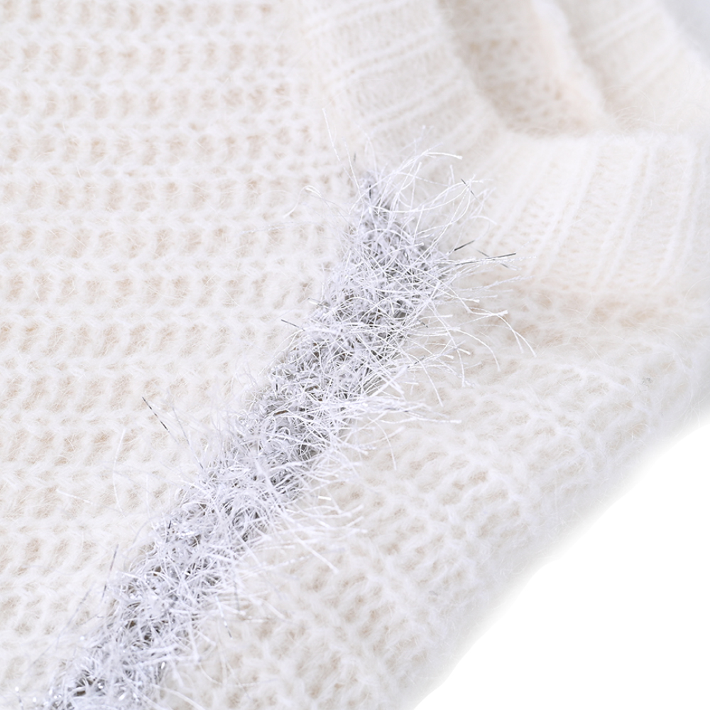 OEM Custom Fomen's Outumn Winter Knitwear suave manga larga suéter beige beige suéter