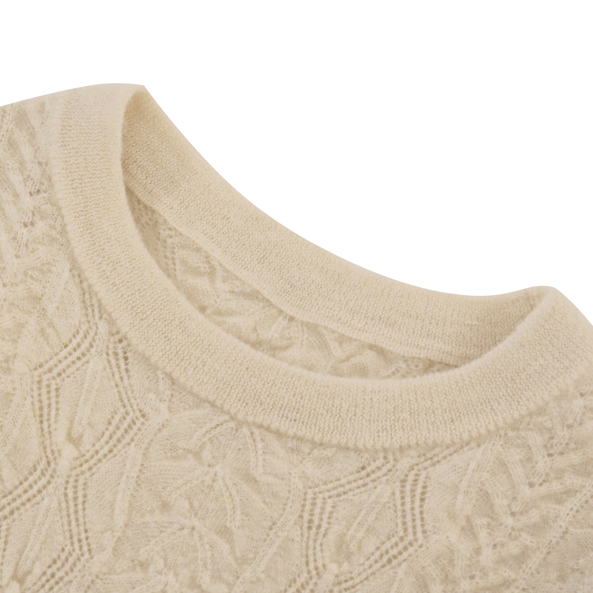 Suéter de punto de manga larga con cuello redondo blanco personalizado de fábrica OEM de otoño invierno para mujer