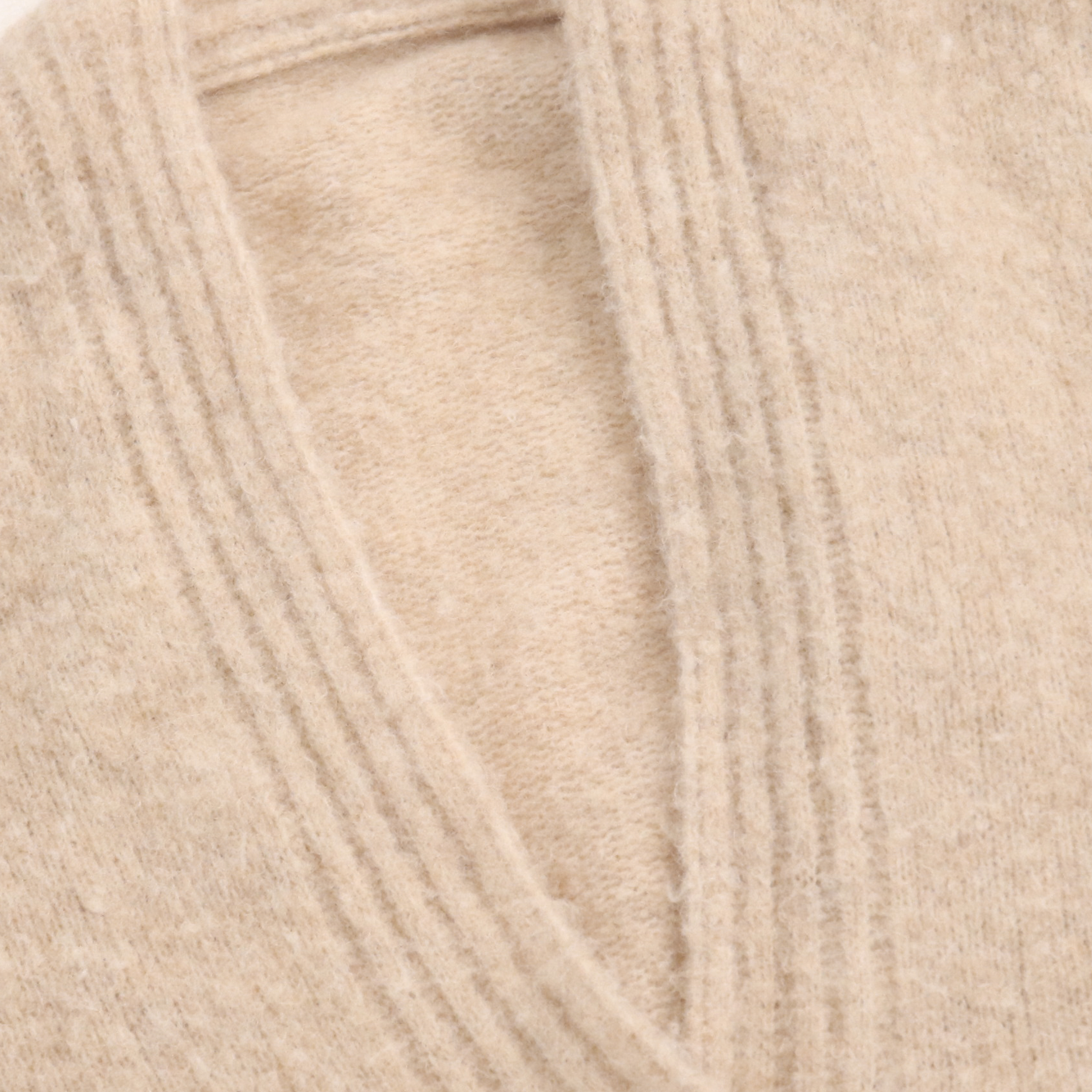 Suéter de punto con bolsillo para mujer, cuello en V, manga larga, Beige, personalizado, Otoño Invierno