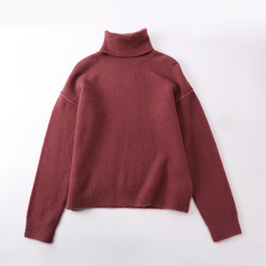Suéter de manga larga de lana roja personalizada de fábrica OEM de otoño invierno para mujer