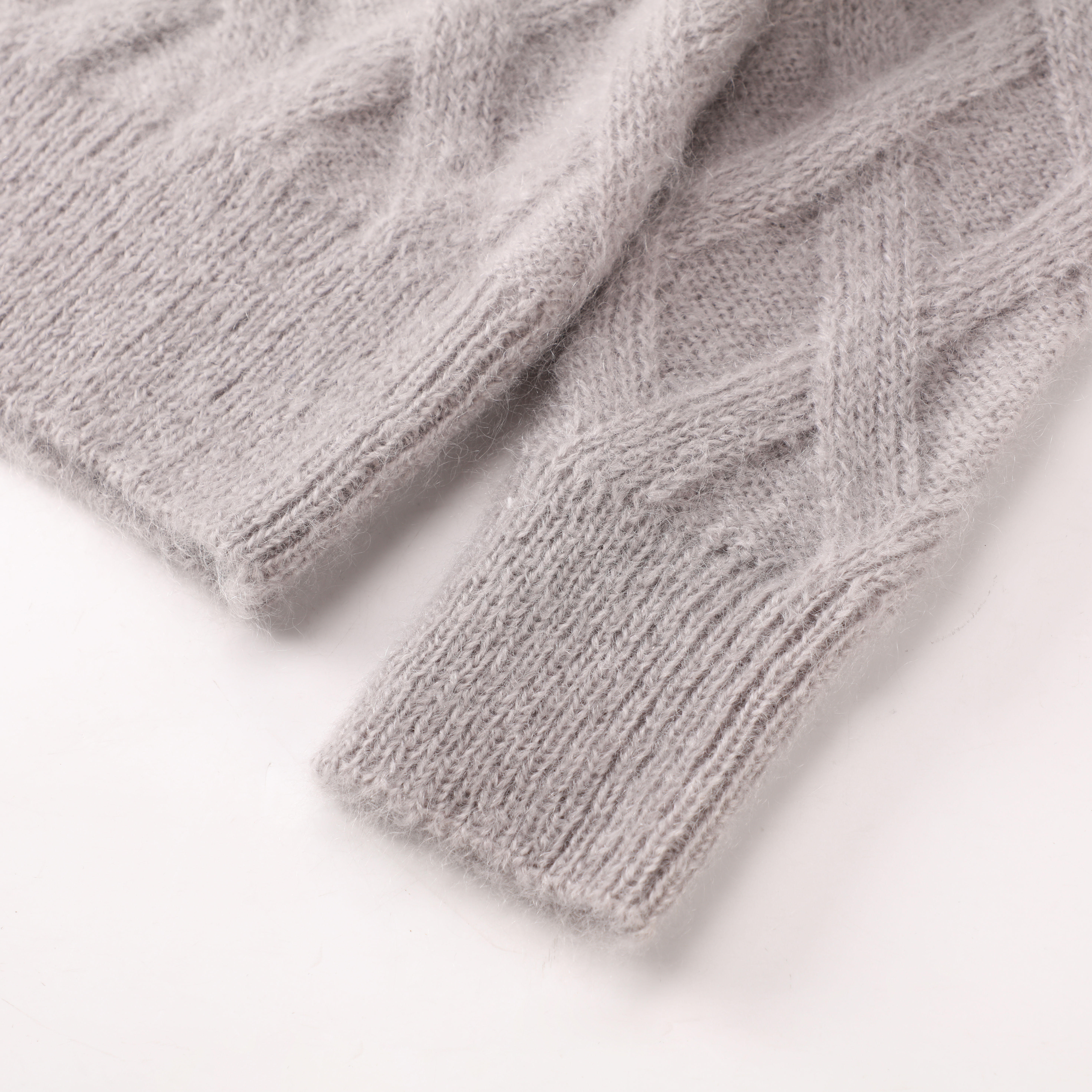 Otoño Invierno OEM fábrica moda nuevo personalizado manga larga lana cuello en V gris mujeres suéter de punto