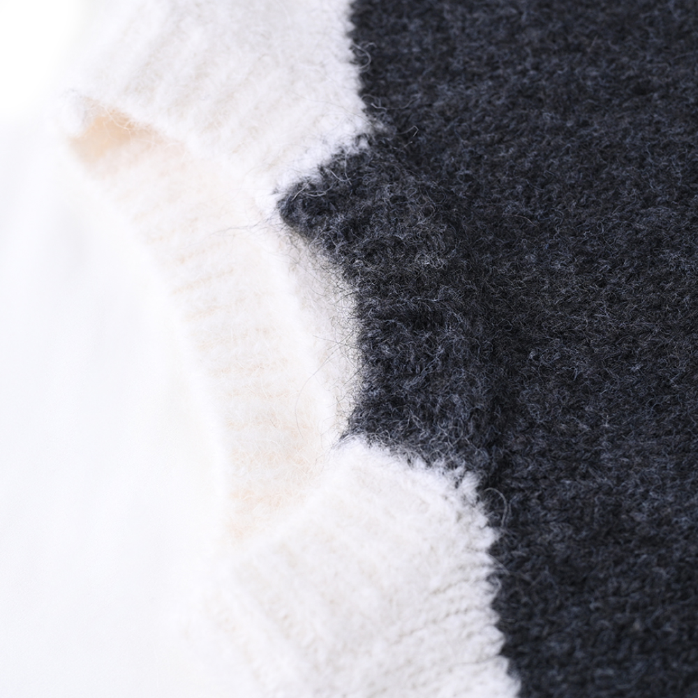 OEM Custom Fomen's Outumn Winter Manga larga Bloqueo de color de lámpara de tejido de punto